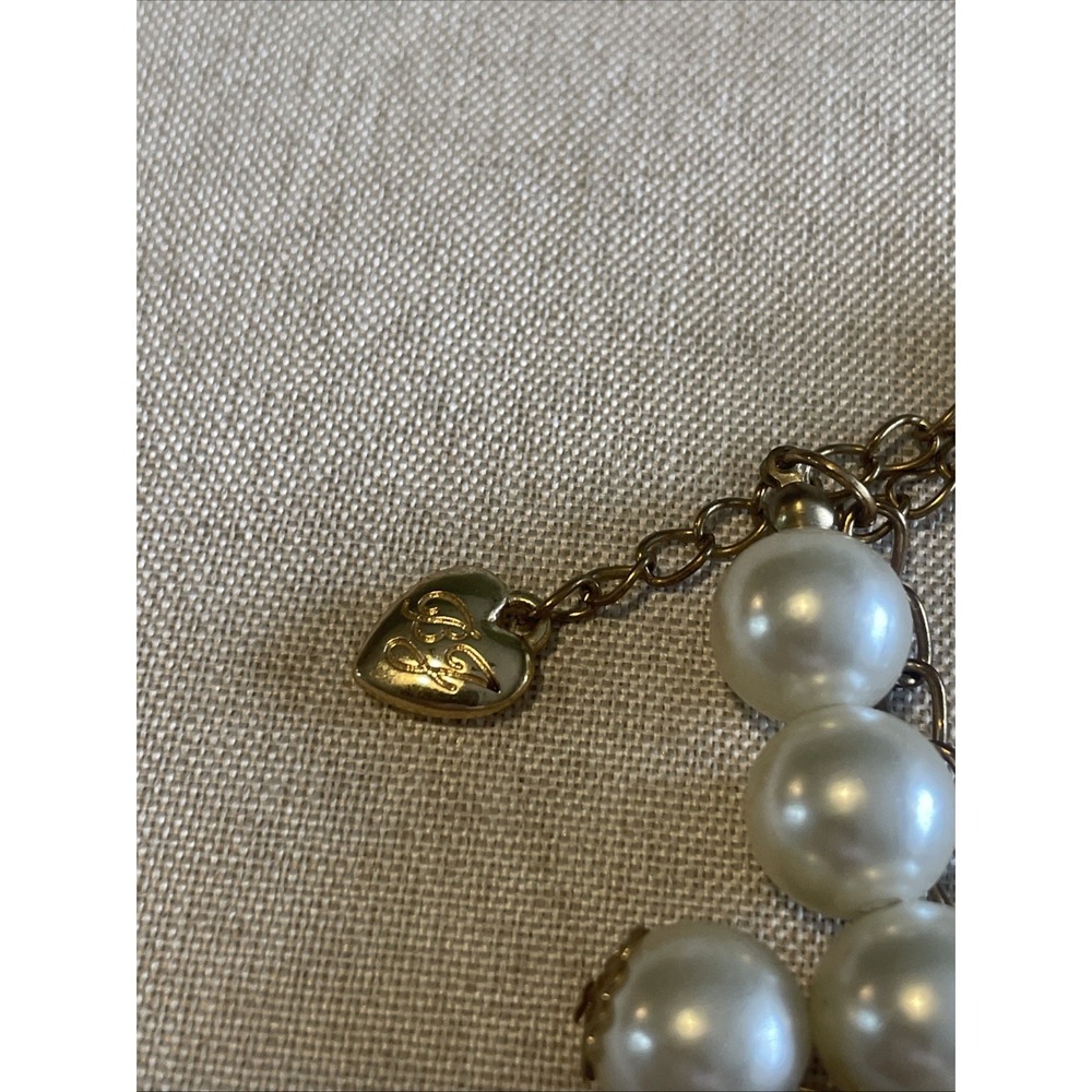 Betsey Johnson Charm Bracelet Faux Pearls Crystal Horse Equestrian Gold Coin - Picture 5 of 6